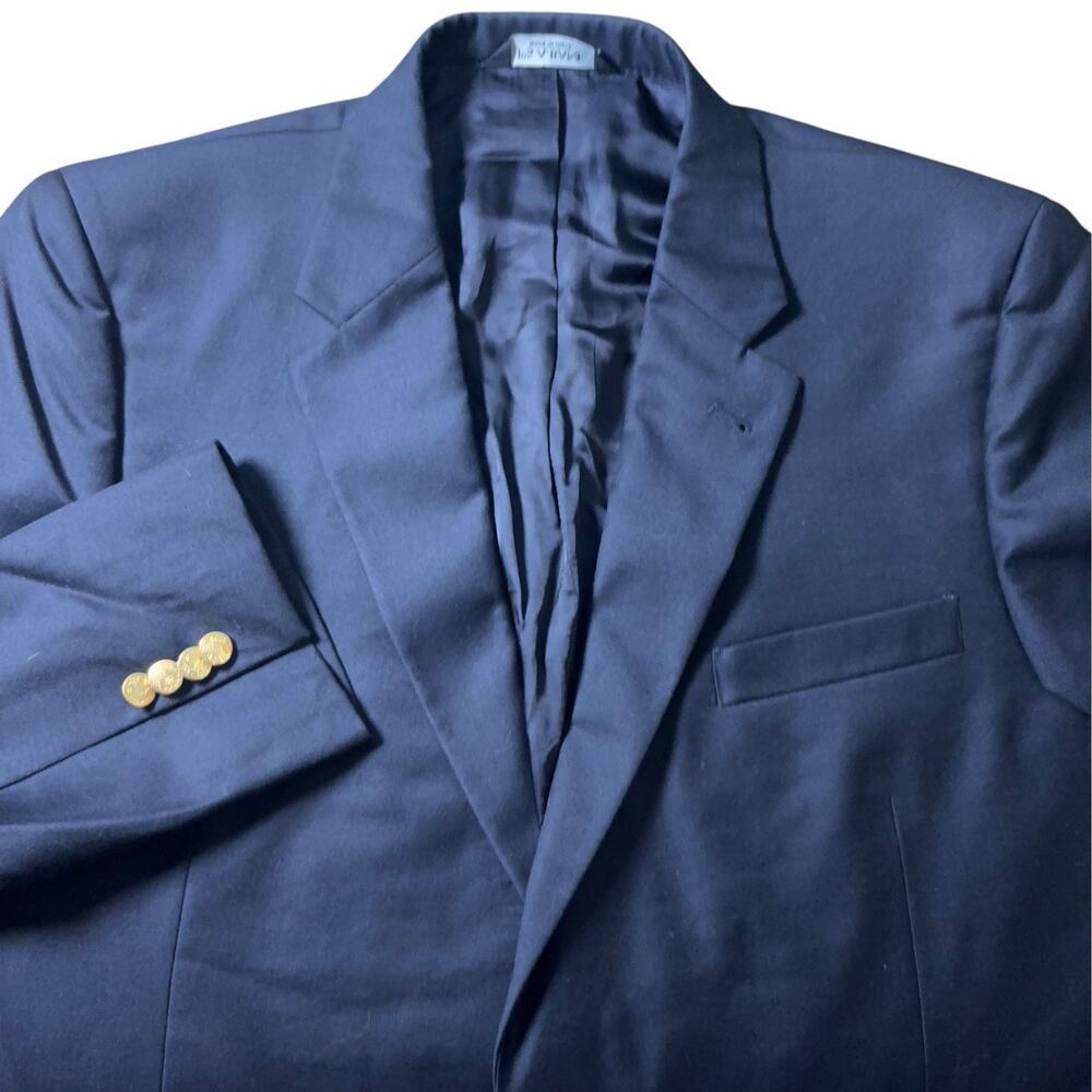 Jos A Bank Black Wool Blazer Men 46S Gold Buttons Sport Coat Jacket Regal
